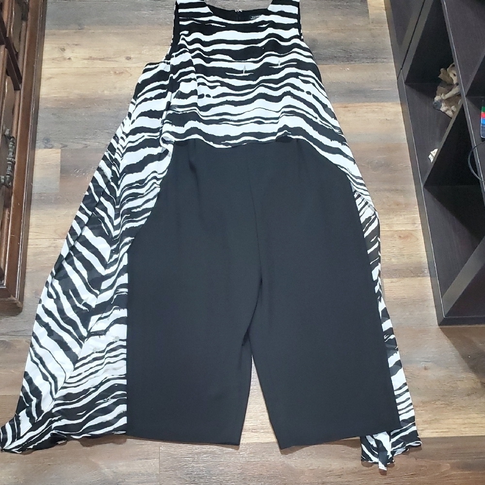 Tahari Black and White Zebra Print Jumpsuit